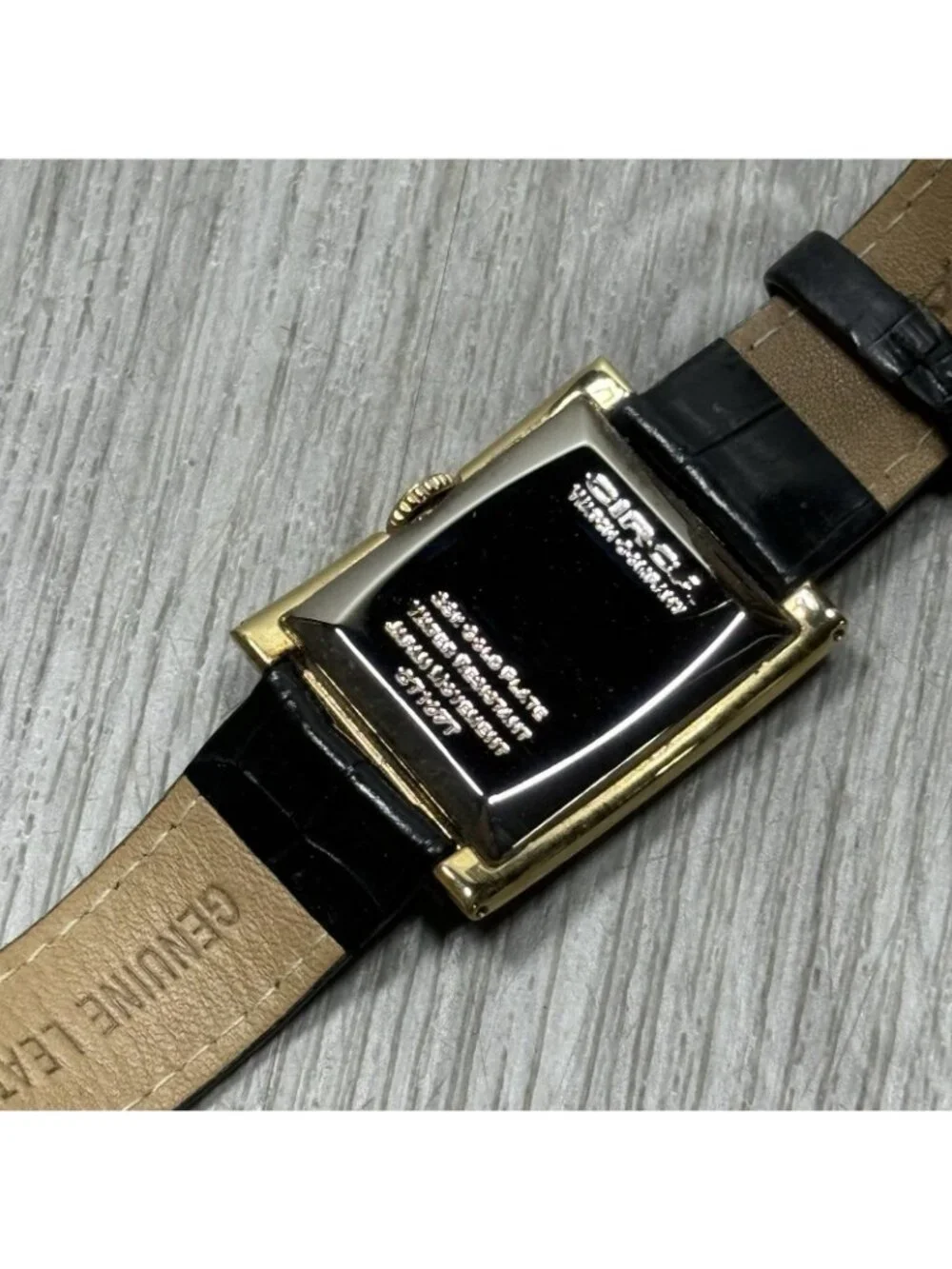 Circa Watch Company CT107T 23K Gold Plate Black Leather Band Needs Battery